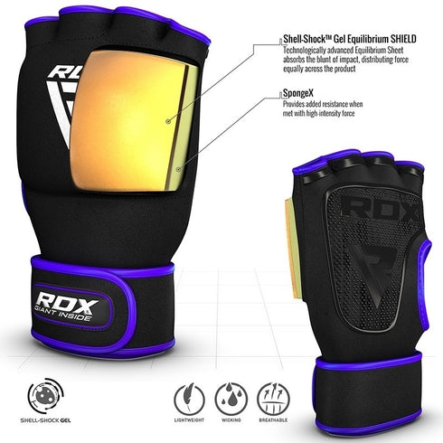 RDX X8 INNER HAND GLOVES WITH WRIST STRAP/Blu-2